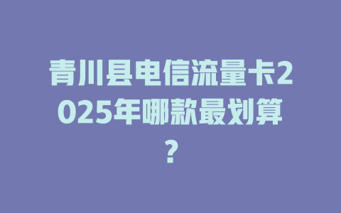 青川县电信流量卡2025年哪款最划算？