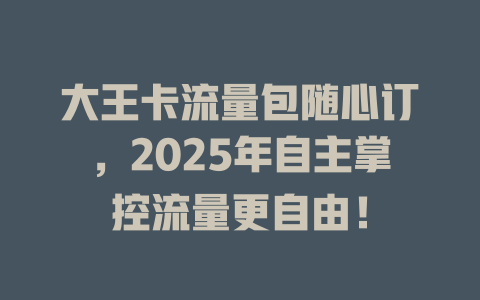 大王卡流量包随心订，2025年自主掌控流量更自由！