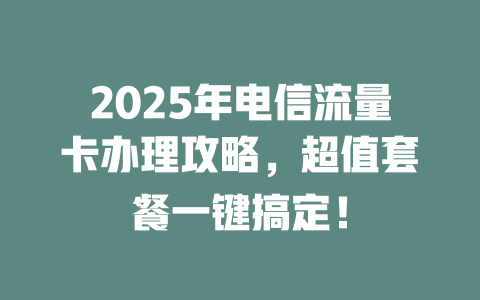 2025年电信流量卡办理攻略，超值套餐一键搞定！