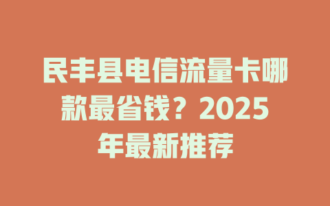 民丰县电信流量卡哪款最省钱？2025年最新推荐