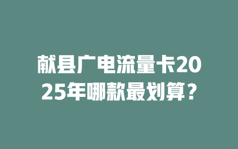 献县广电流量卡2025年哪款最划算？