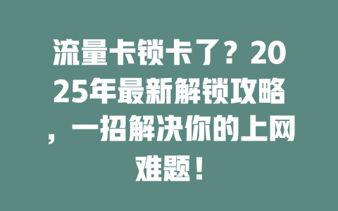 流量卡锁卡了？2025年最新解锁攻略，一招解决你的上网难题！