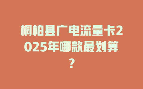 桐柏县广电流量卡2025年哪款最划算？