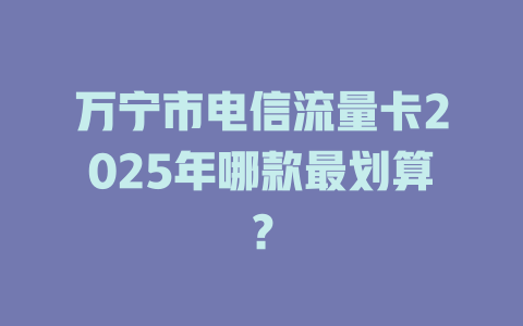 万宁市电信流量卡2025年哪款最划算？
