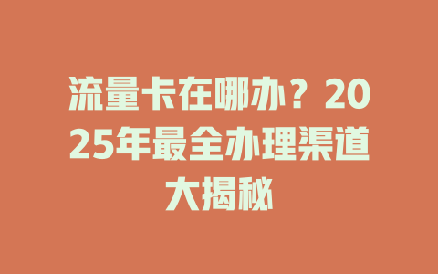 流量卡在哪办？2025年最全办理渠道大揭秘