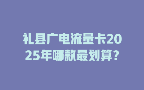礼县广电流量卡2025年哪款最划算？
