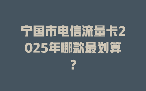 宁国市电信流量卡2025年哪款最划算？
