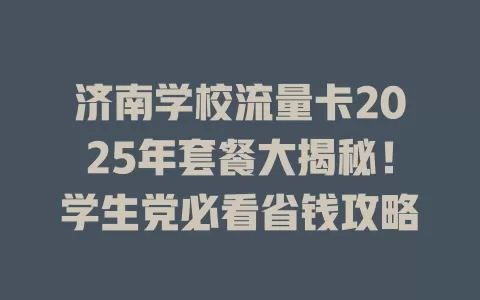 济南学校流量卡2025年套餐大揭秘！学生党必看省钱攻略