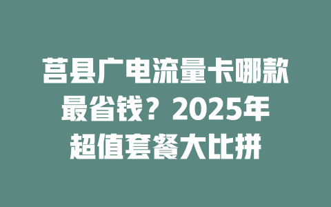 莒县广电流量卡哪款最省钱？2025年超值套餐大比拼