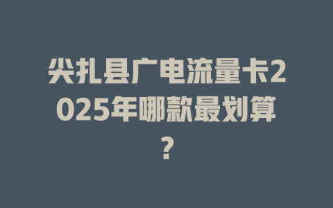 尖扎县广电流量卡2025年哪款最划算？