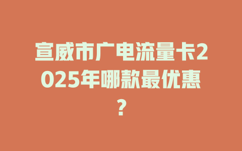 宣威市广电流量卡2025年哪款最优惠？