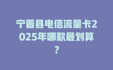 宁晋县电信流量卡2025年哪款最划算？