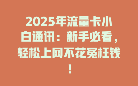 2025年流量卡小白通讯：新手必看，轻松上网不花冤枉钱！