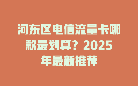 河东区电信流量卡哪款最划算？2025年最新推荐