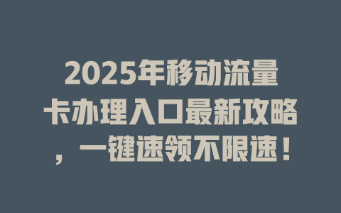 2025年移动流量卡办理入口最新攻略，一键速领不限速！