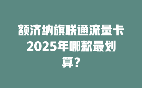 额济纳旗联通流量卡2025年哪款最划算？