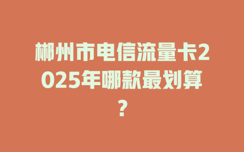 郴州市电信流量卡2025年哪款最划算？