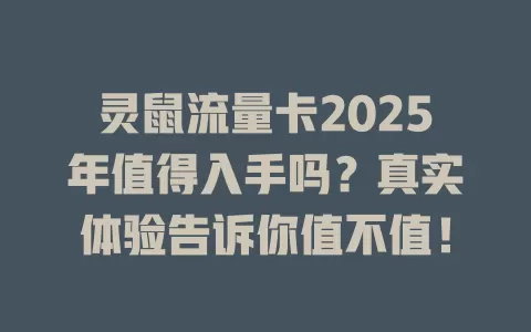 灵鼠流量卡2025年值得入手吗？真实体验告诉你值不值！