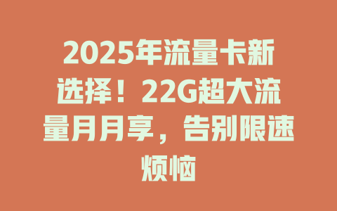 2025年流量卡新选择！22G超大流量月月享，告别限速烦恼
