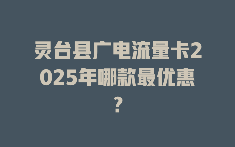 灵台县广电流量卡2025年哪款最优惠？