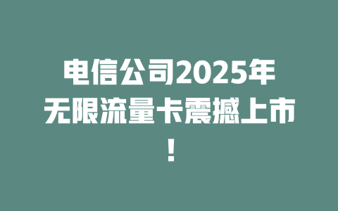 电信公司2025年无限流量卡震撼上市!