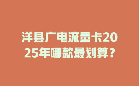 洋县广电流量卡2025年哪款最划算？