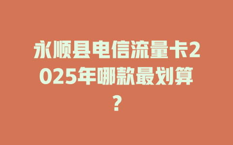永顺县电信流量卡2025年哪款最划算？