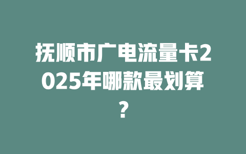 抚顺市广电流量卡2025年哪款最划算？