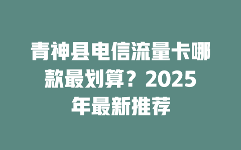 青神县电信流量卡哪款最划算？2025年最新推荐