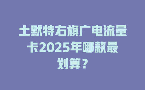 土默特右旗广电流量卡2025年哪款最划算？