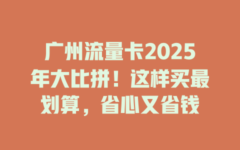 广州流量卡2025年大比拼！这样买最划算，省心又省钱