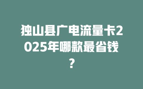 独山县广电流量卡2025年哪款最省钱？