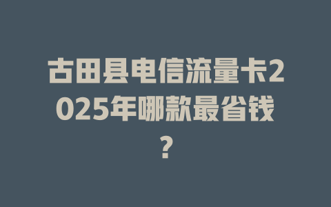 古田县电信流量卡2025年哪款最省钱？