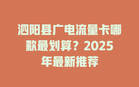 泗阳县广电流量卡哪款最划算？2025年最新推荐