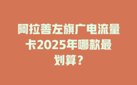 阿拉善左旗广电流量卡2025年哪款最划算？