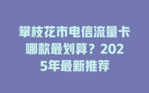 攀枝花市电信流量卡哪款最划算？2025年最新推荐