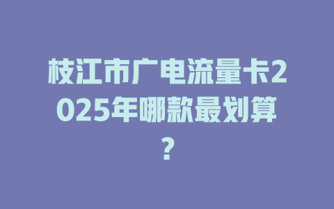 枝江市广电流量卡2025年哪款最划算？