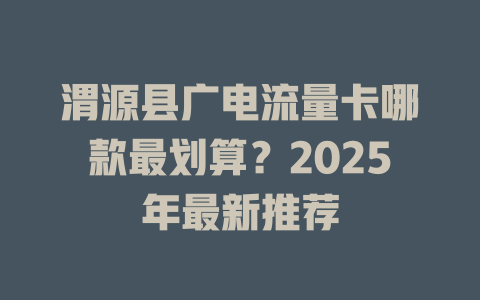 渭源县广电流量卡哪款最划算？2025年最新推荐