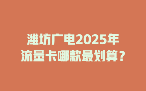 潍坊广电2025年流量卡哪款最划算？