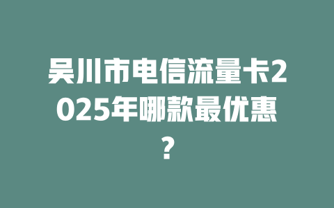 吴川市电信流量卡2025年哪款最优惠？