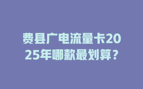 费县广电流量卡2025年哪款最划算？