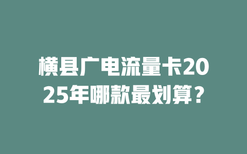 横县广电流量卡2025年哪款最划算？