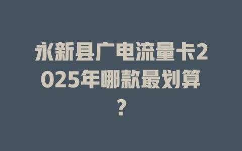 永新县广电流量卡2025年哪款最划算？