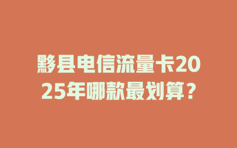 黟县电信流量卡2025年哪款最划算？