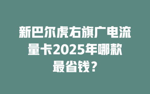 新巴尔虎右旗广电流量卡2025年哪款最省钱？