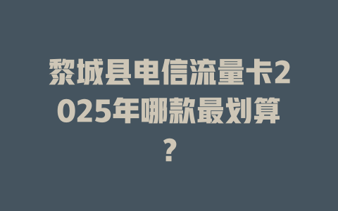 黎城县电信流量卡2025年哪款最划算？