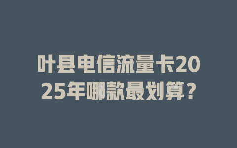 叶县电信流量卡2025年哪款最划算？