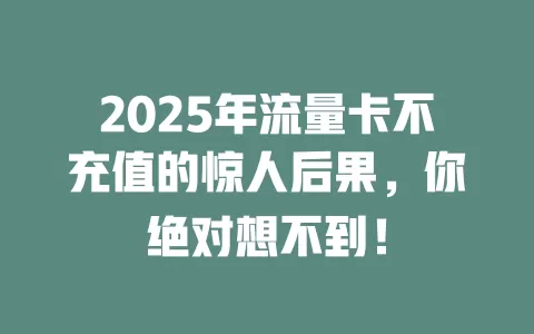 2025年流量卡不充值的惊人后果，你绝对想不到！