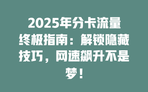 2025年分卡流量终极指南：解锁隐藏技巧，网速飙升不是梦！