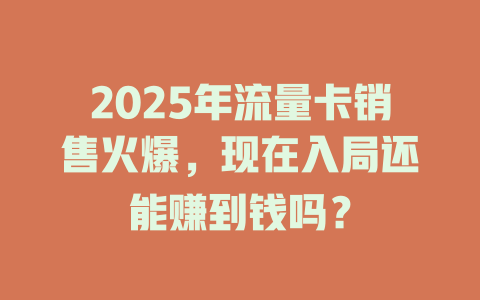 2025年流量卡销售火爆，现在入局还能赚到钱吗？